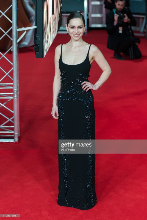 Emilia Clarke attends the EE British Academy Film Awards ceremony at the Royal Albert Hall on 02 Feb