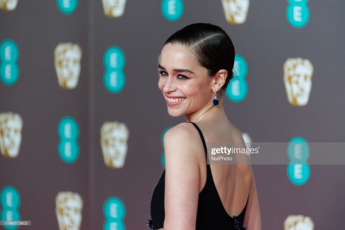 Emilia Clarke attends the EE British Academy Film Awards ceremony at the Royal Albert Hall on 02 Feb