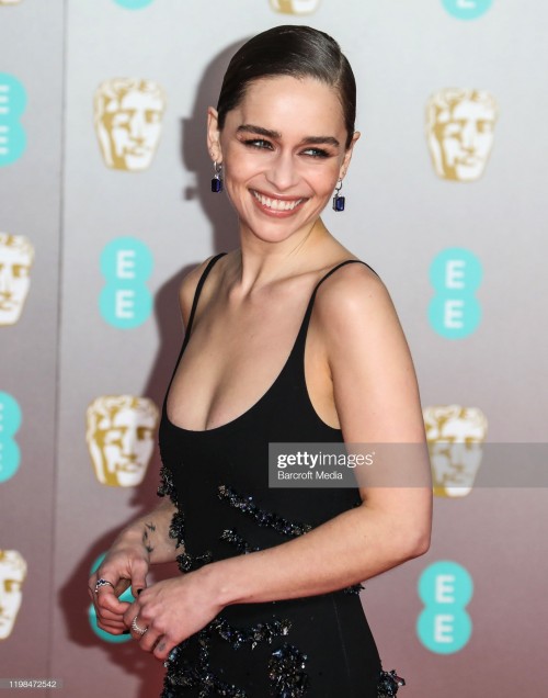 LONDON, UNITED KINGDOM, FEBRUARY 2, 2020: Emilia Clarke attends The British Academy Film Awards at t