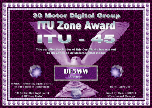 DF5WW 30MDG ITUZ 45 Certificate