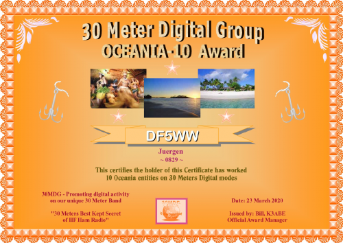 DF5WW 30MDG OC 10 Certificate