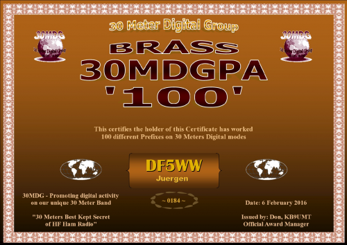 DF5WW 30MDG PA 100 Certificate1