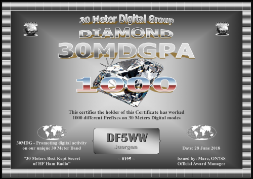 DF5WW 30MDG PA 1000 Certificate