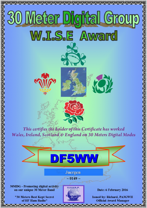 DF5WW 30MDG WISE Certificate1