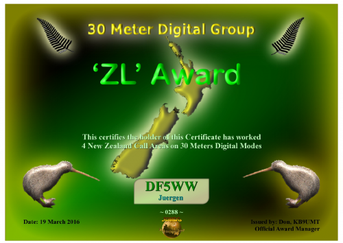 DF5WW 30MDG ZL Certificate