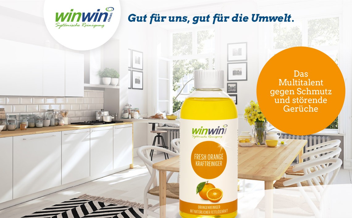 WinwinCLEAN Fresh Orange Kraftreiniger 500 ml, das Multitalent gegen Schmutz und störende Gerüche